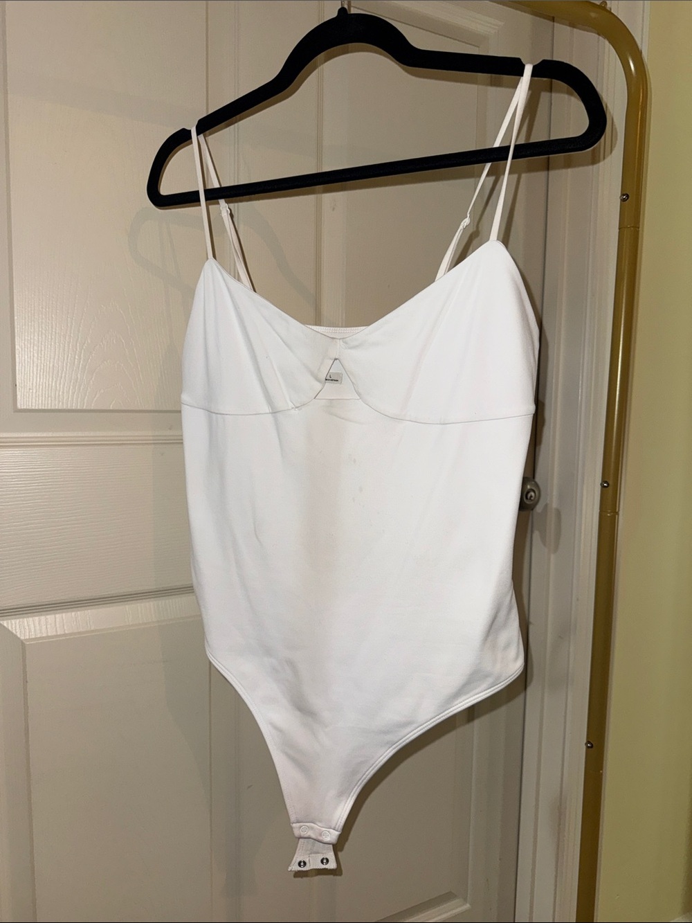 Babaton White Seamless Bandeau Bodysuit with Adjustable Straps